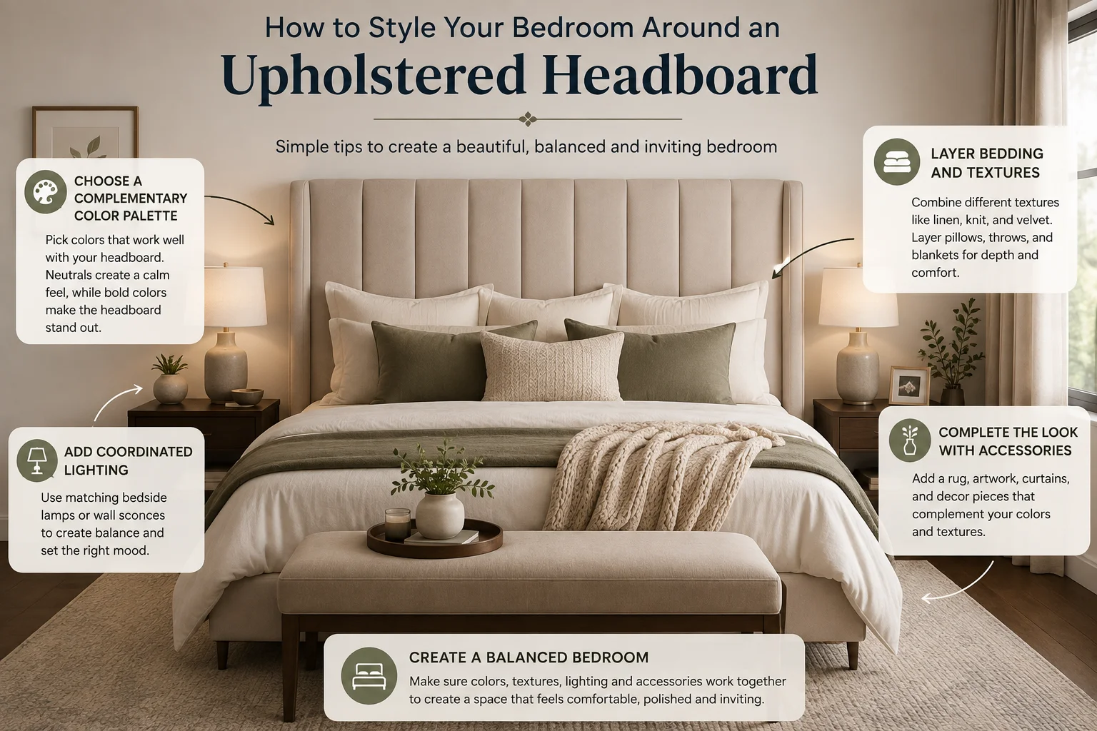 How to Style Your Bedroom Around an Upholstered Headboard