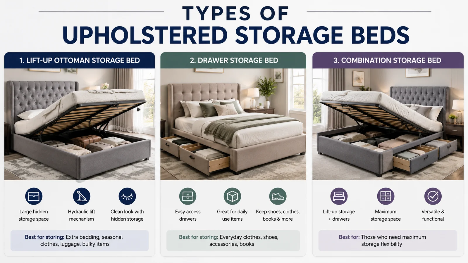 Types of Upholstered Storage Beds