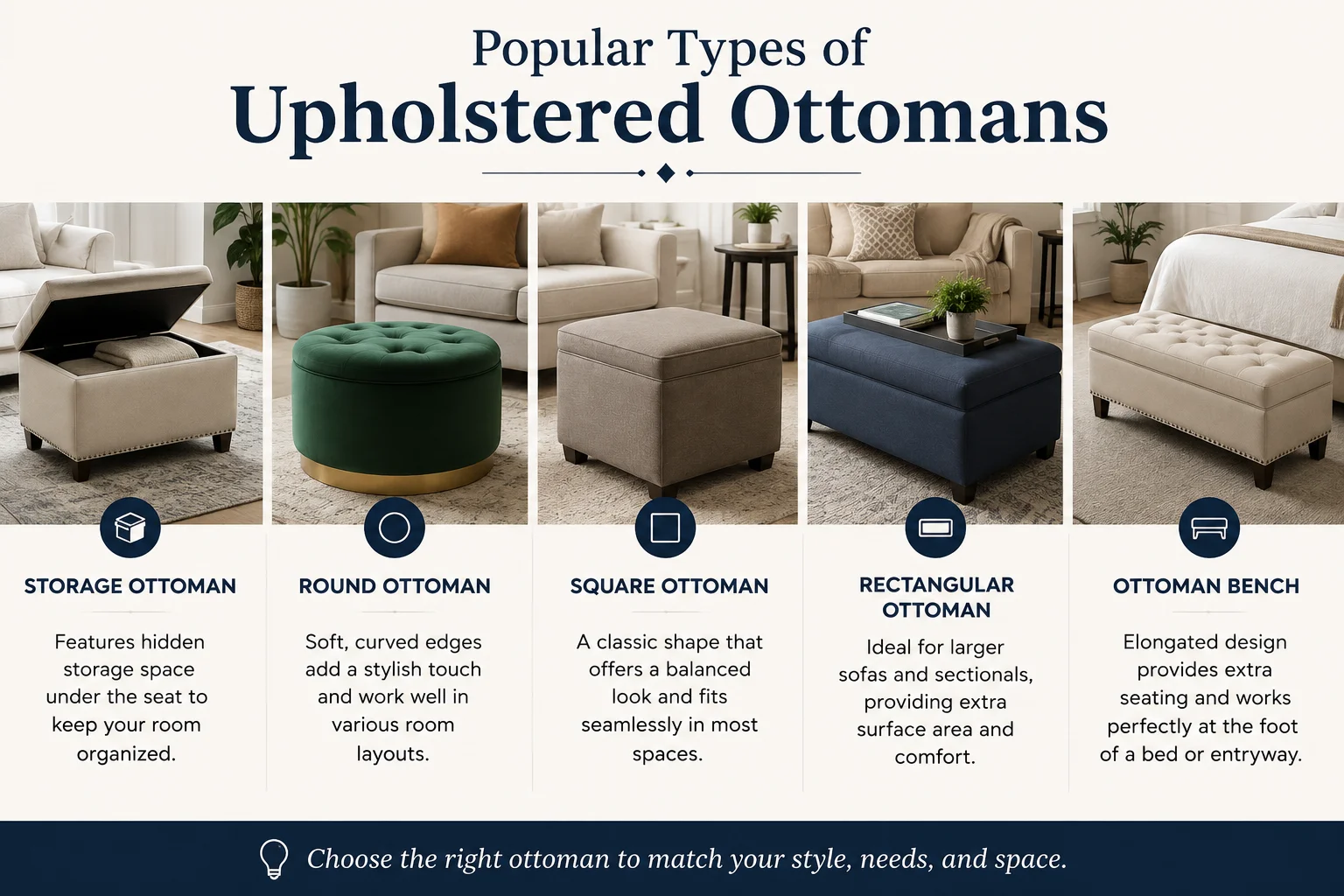 Popular Types of Upholstered Ottomans